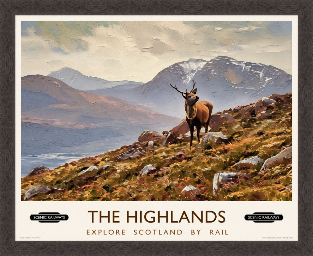 Vintage travel poster- The Highlands, Scotland - Scenic Railways