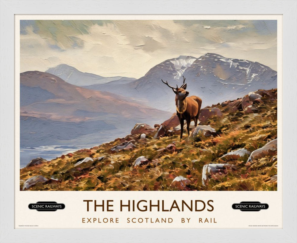 Vintage travel poster- The Highlands, Scotland - Scenic Railways
