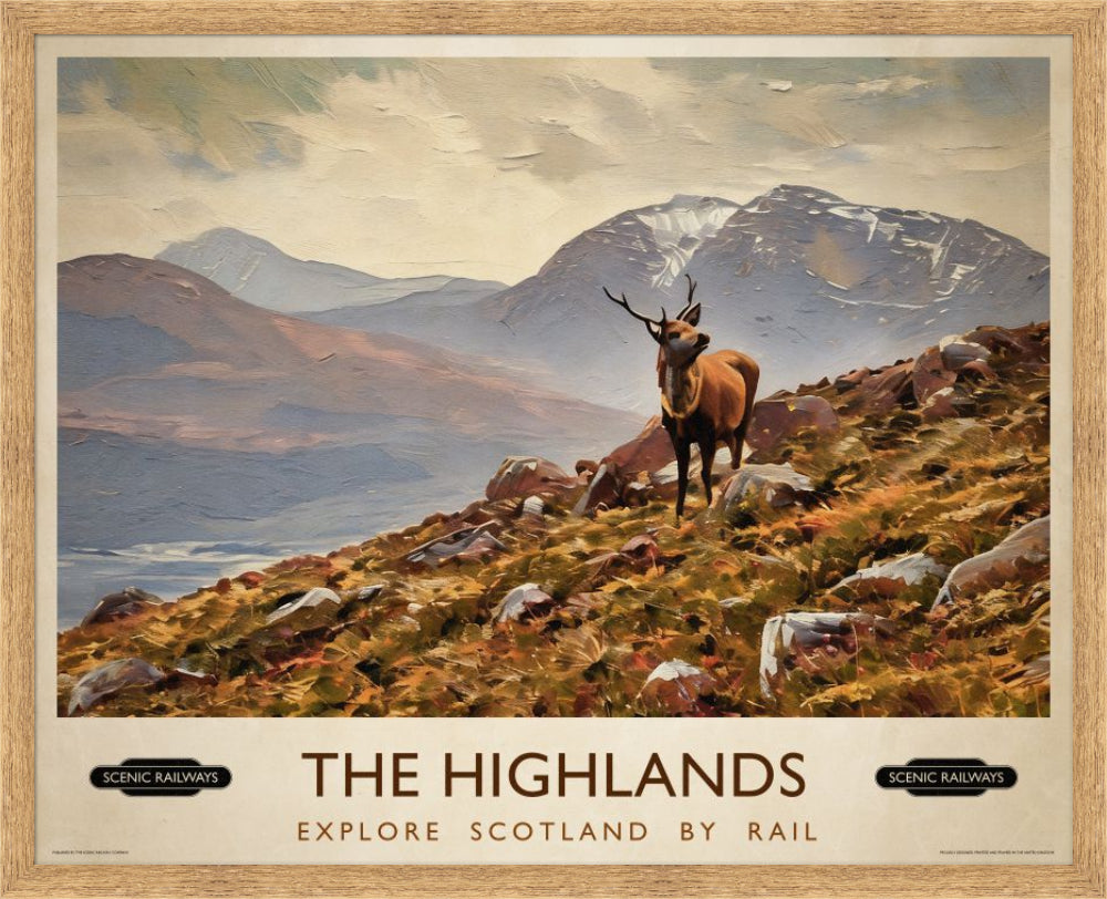 Vintage travel poster- The Highlands, Scotland - Scenic Railways