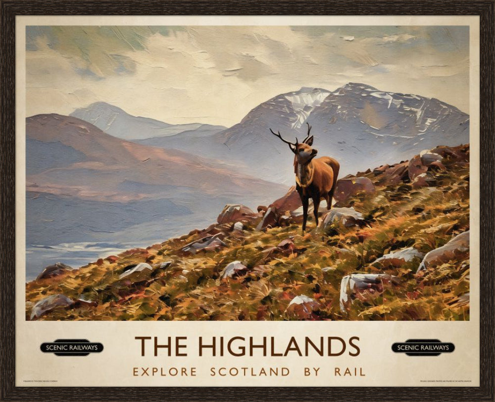Vintage travel poster- The Highlands, Scotland - Scenic Railways