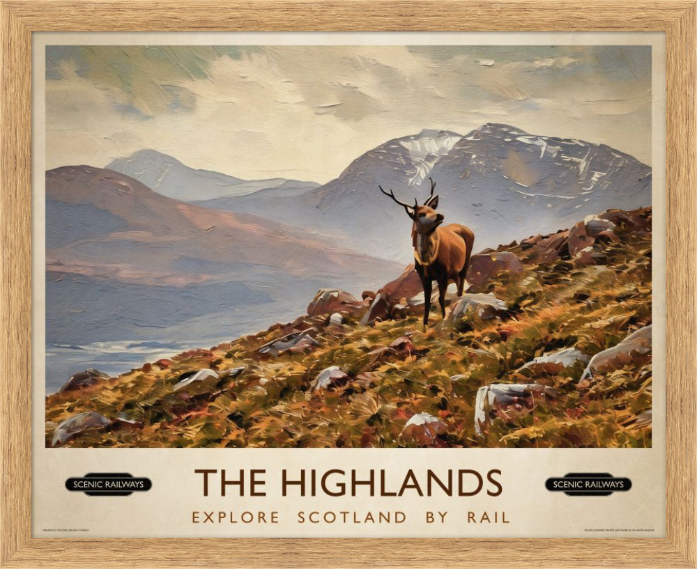 Vintage travel poster- The Highlands, Scotland - Scenic Railways