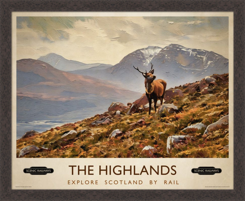 Vintage travel poster- The Highlands, Scotland - Scenic Railways
