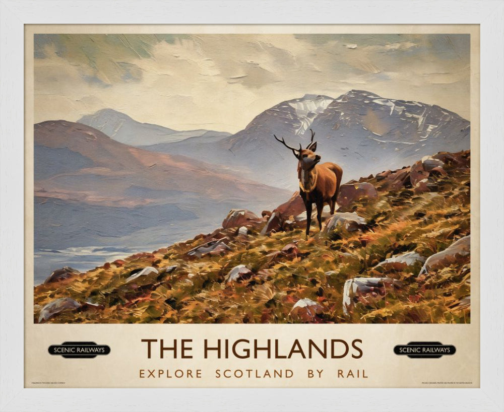 Vintage travel poster- The Highlands, Scotland - Scenic Railways