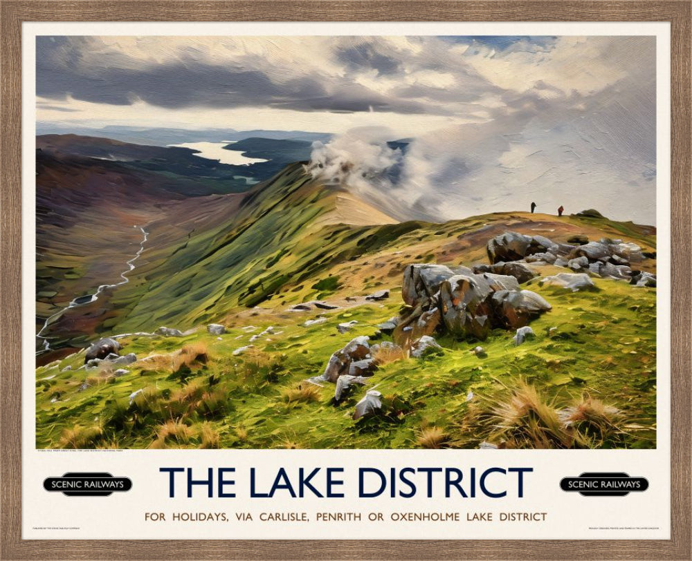 Vintage travel poster- The Lake District, Cumbria - Scenic Railways