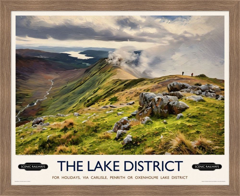 Vintage travel poster- The Lake District, Cumbria - Scenic Railways