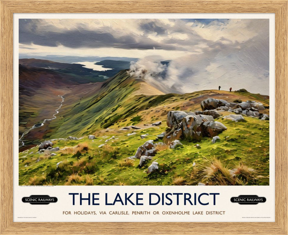Vintage travel poster- The Lake District, Cumbria - Scenic Railways