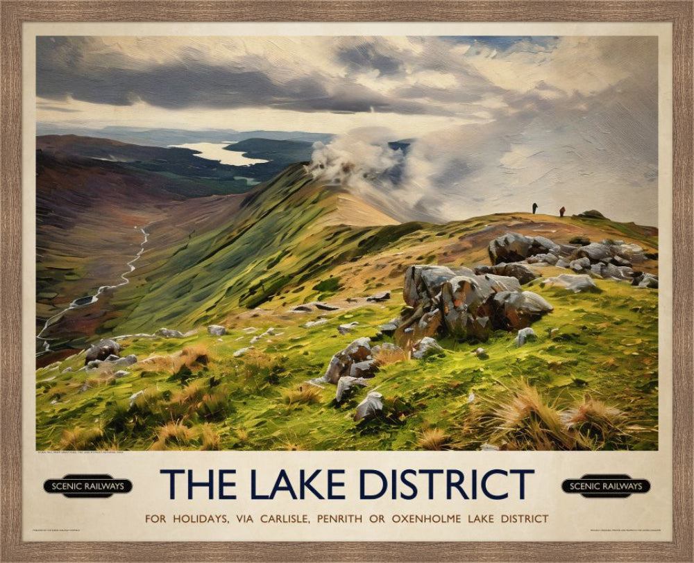 Vintage travel poster- The Lake District, Cumbria - Scenic Railways