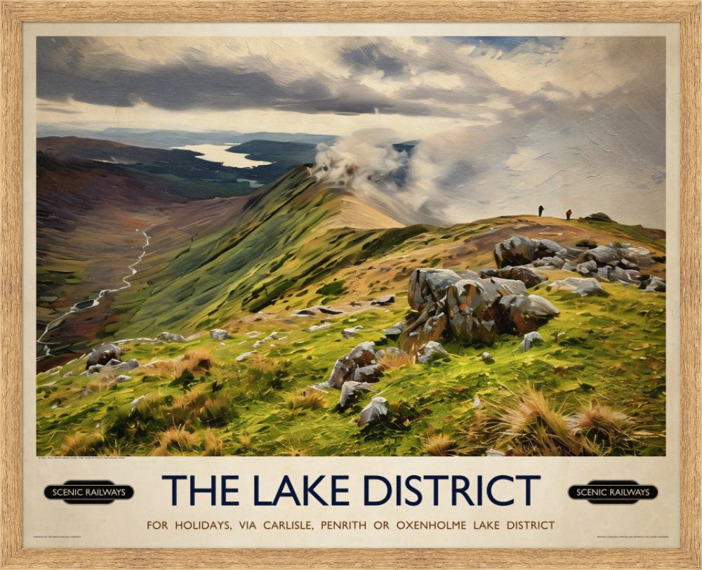 Vintage travel poster- The Lake District, Cumbria - Scenic Railways