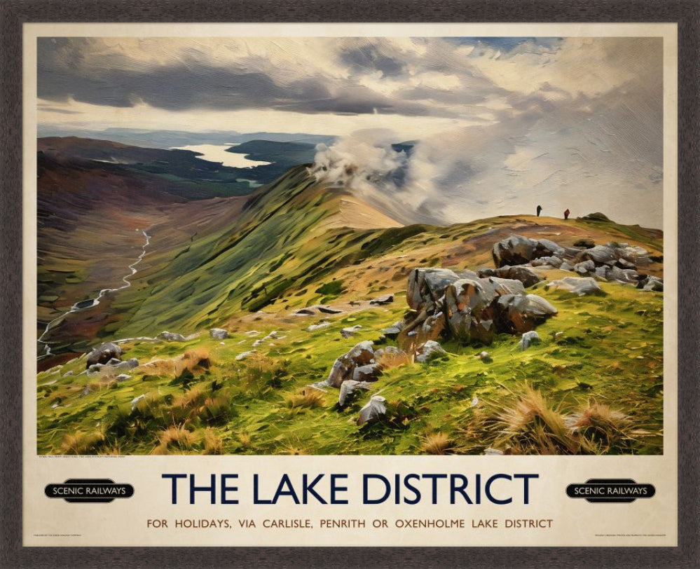 Vintage travel poster- The Lake District, Cumbria - Scenic Railways