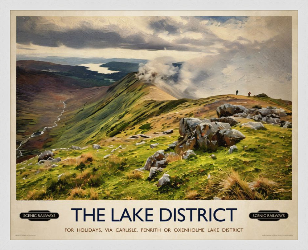 Vintage travel poster- The Lake District, Cumbria - Scenic Railways