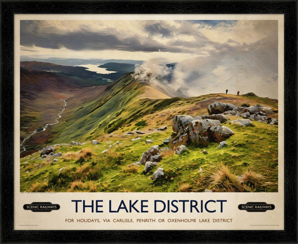 Vintage travel poster- The Lake District, Cumbria - Scenic Railways