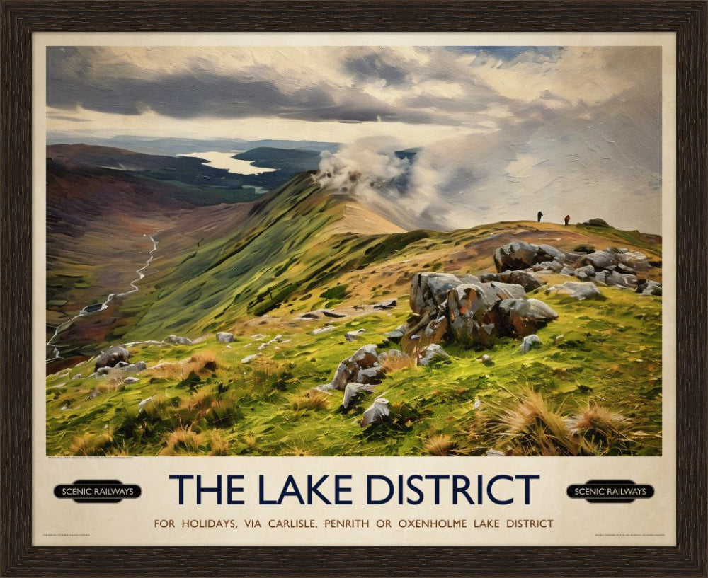 Vintage travel poster- The Lake District, Cumbria - Scenic Railways