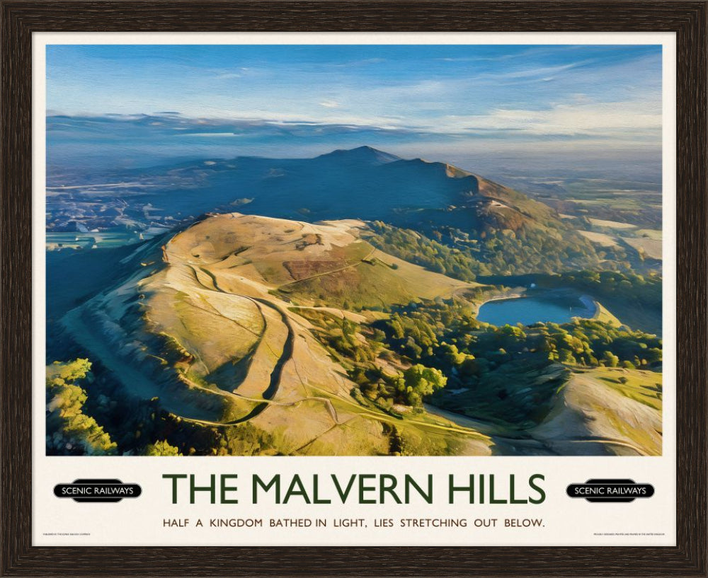 Vintage travel poster- The Malvern Hills, Worcestershire - Scenic Railways