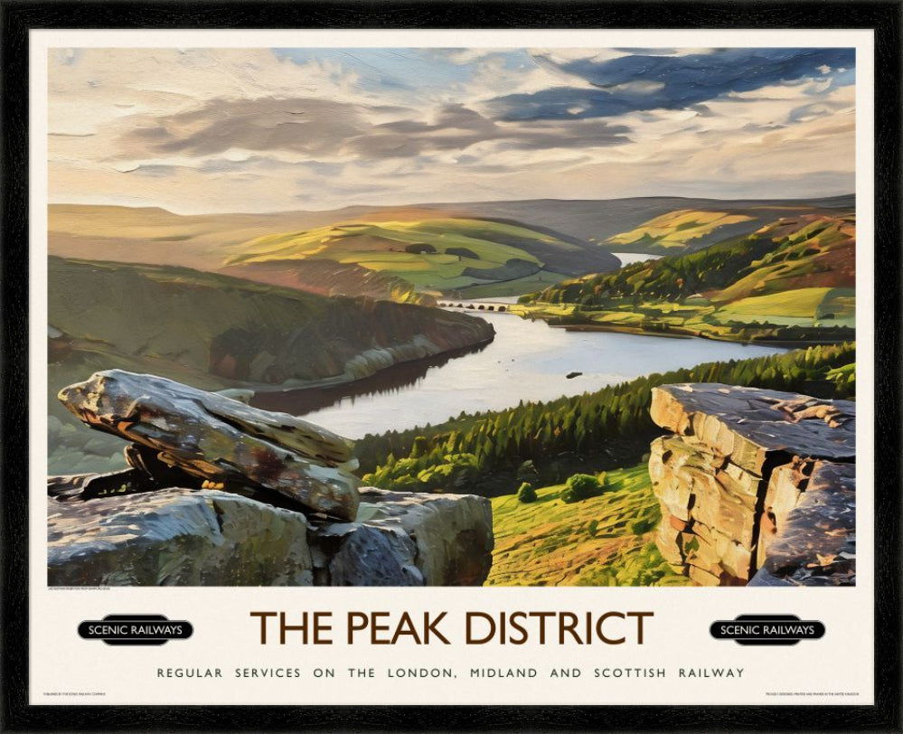 Vintage travel poster- The Peak District, Derbyshire - Scenic Railways