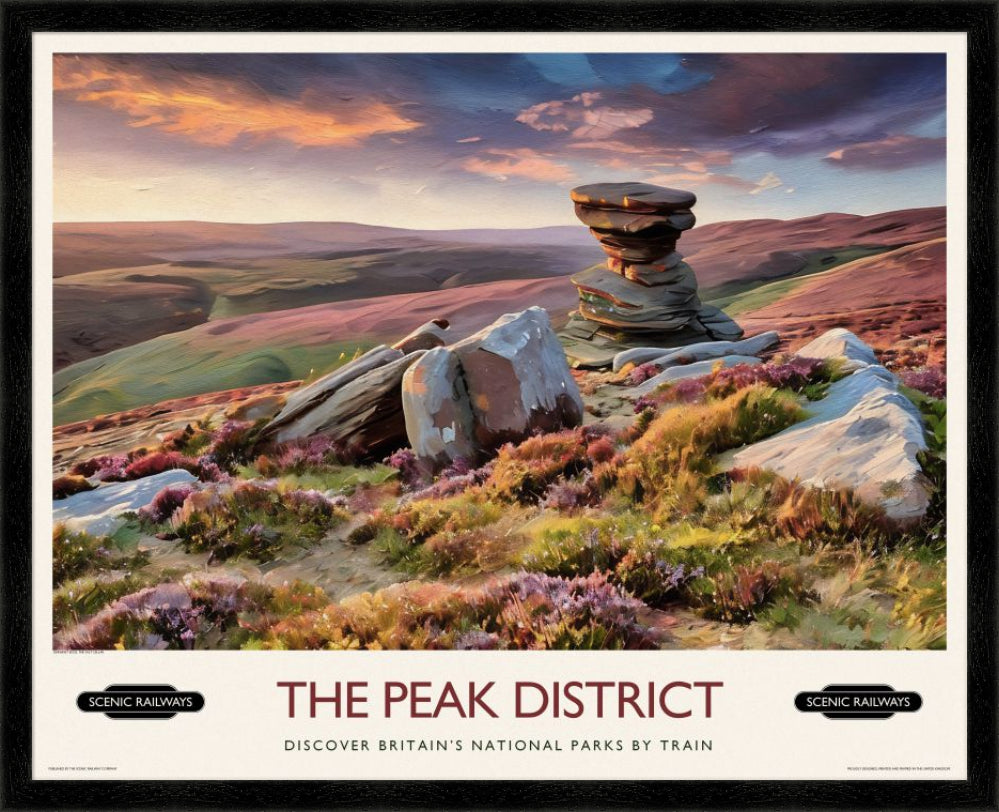 Vintage travel poster- The Peak District, Derwent Edge - Scenic Railways