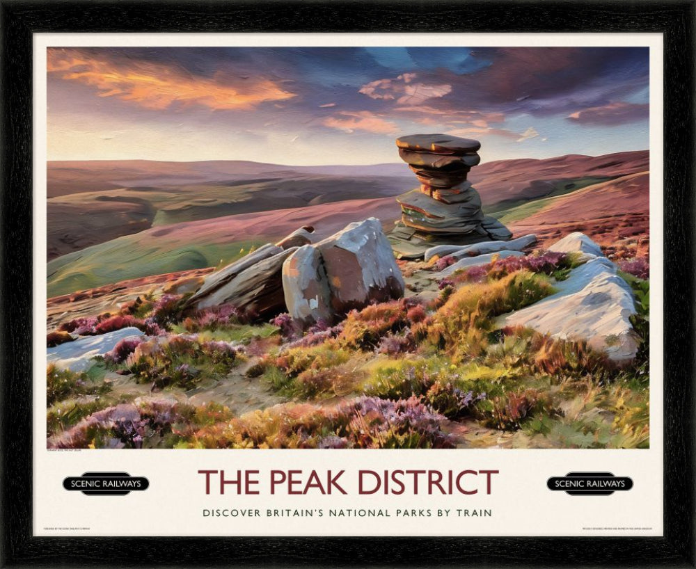 Vintage travel poster- The Peak District, Derwent Edge - Scenic Railways