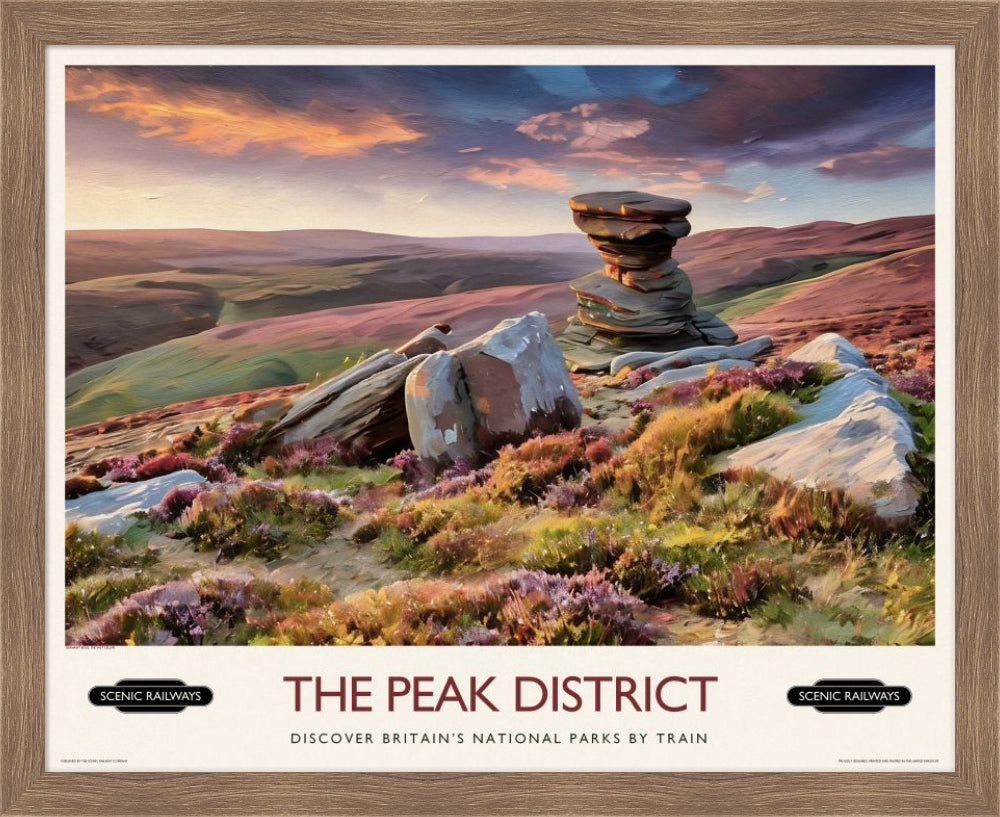Vintage travel poster- The Peak District, Derwent Edge - Scenic Railways