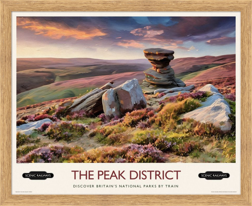 Vintage travel poster- The Peak District, Derwent Edge - Scenic Railways