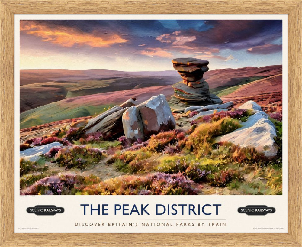 The Peak District, Derwent Edge vintage railway travel print – framed British landscape wall art