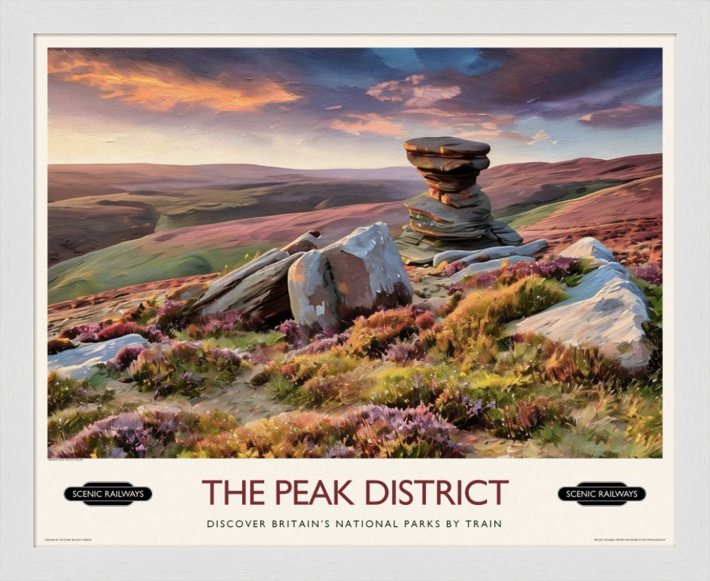 Vintage travel poster- The Peak District, Derwent Edge - Scenic Railways