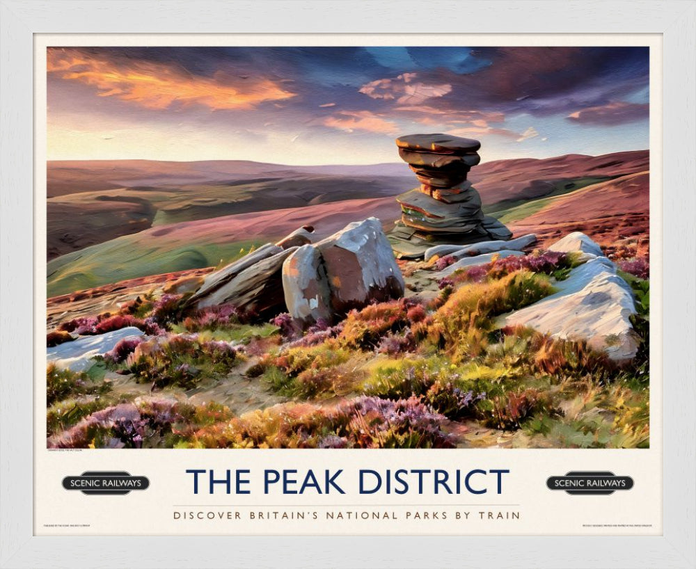 The Peak District, Derwent Edge vintage railway travel print – framed British landscape wall art