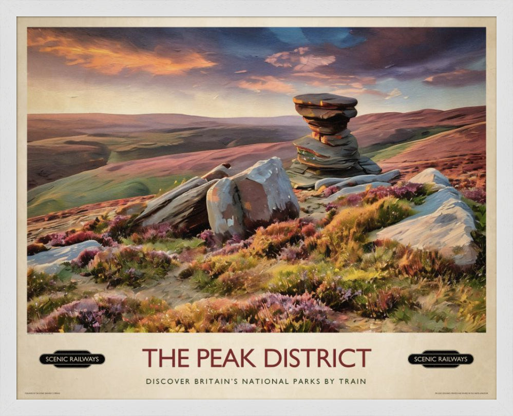 Vintage travel poster- The Peak District, Derwent Edge - Scenic Railways