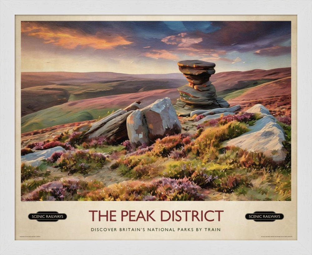Vintage travel poster- The Peak District, Derwent Edge - Scenic Railways