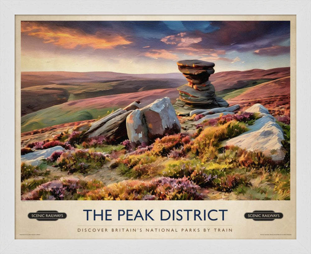 The Peak District, Derwent Edge vintage railway travel print – framed British landscape wall art