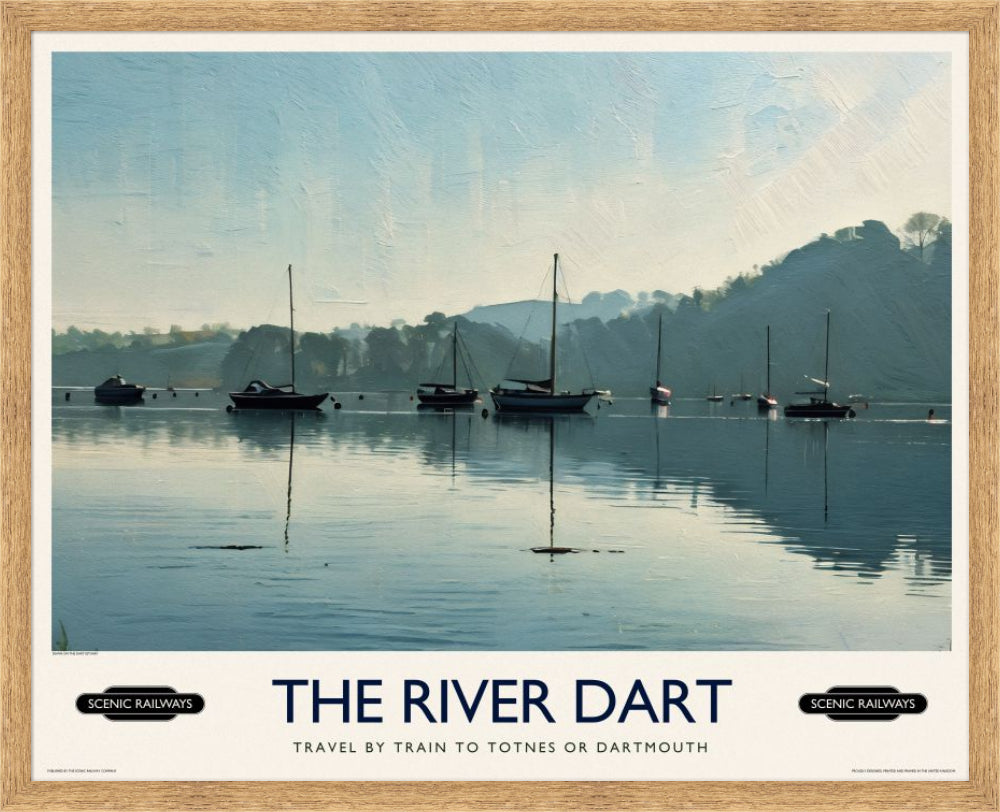 Vintage travel poster- The River Dart, Devon - Scenic Railways