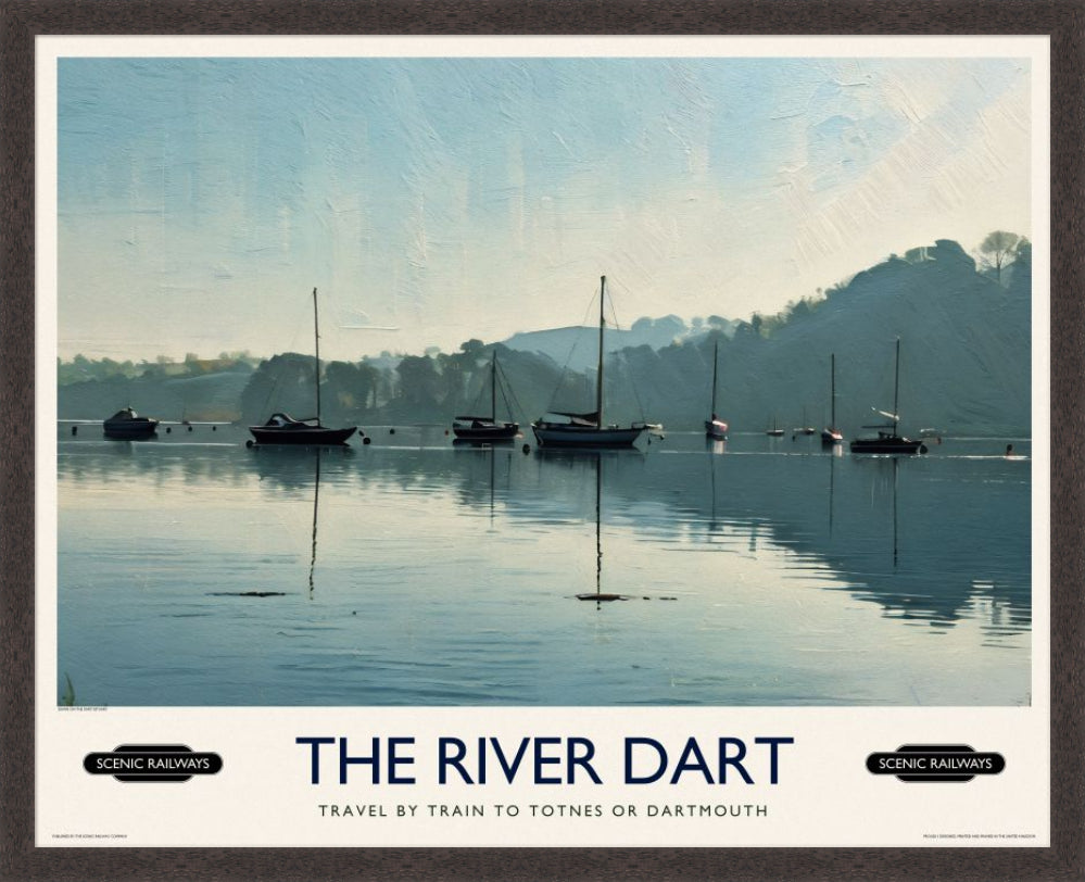 Vintage travel poster- The River Dart, Devon - Scenic Railways