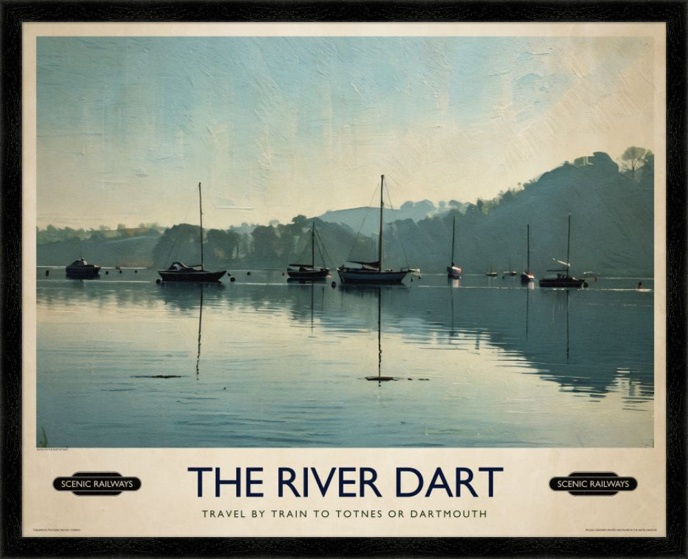 Vintage travel poster- The River Dart, Devon - Scenic Railways