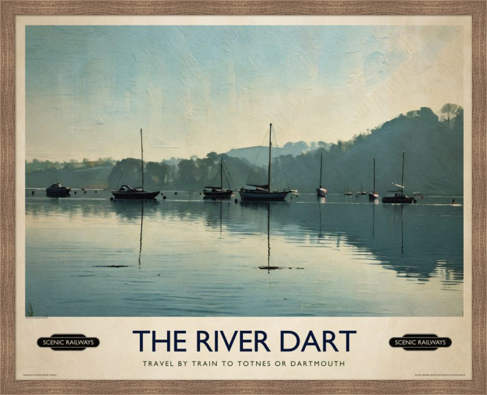 Vintage travel poster- The River Dart, Devon - Scenic Railways