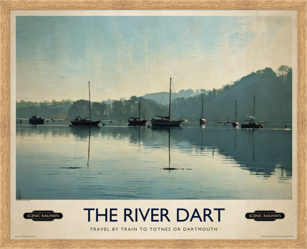 Vintage travel poster- The River Dart, Devon - Scenic Railways