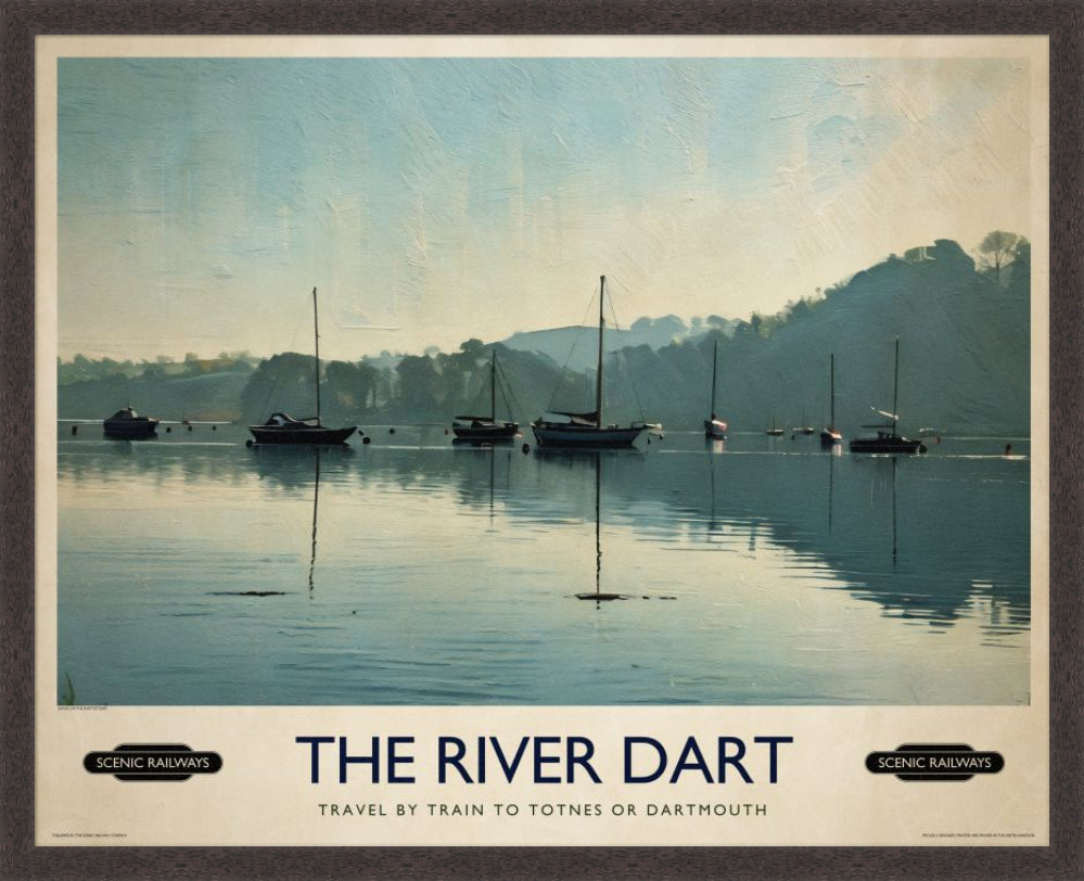 Vintage travel poster- The River Dart, Devon - Scenic Railways