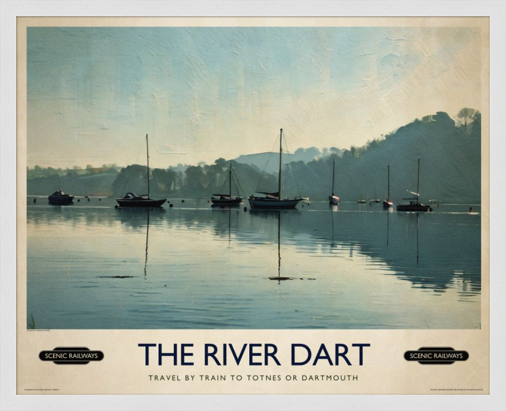 Vintage travel poster- The River Dart, Devon - Scenic Railways