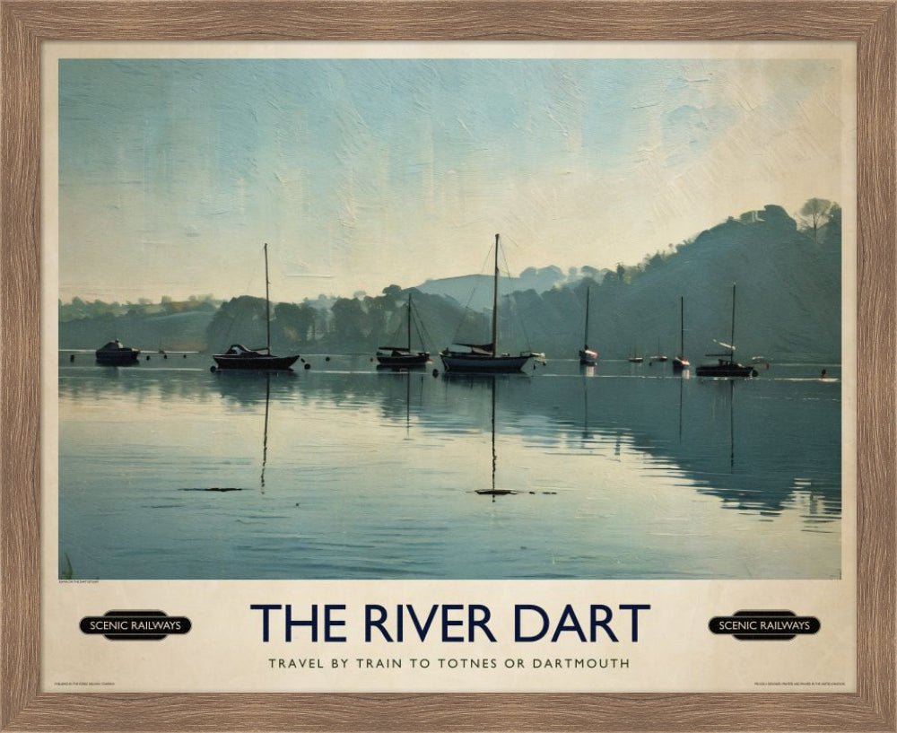 Vintage travel poster- The River Dart, Devon - Scenic Railways