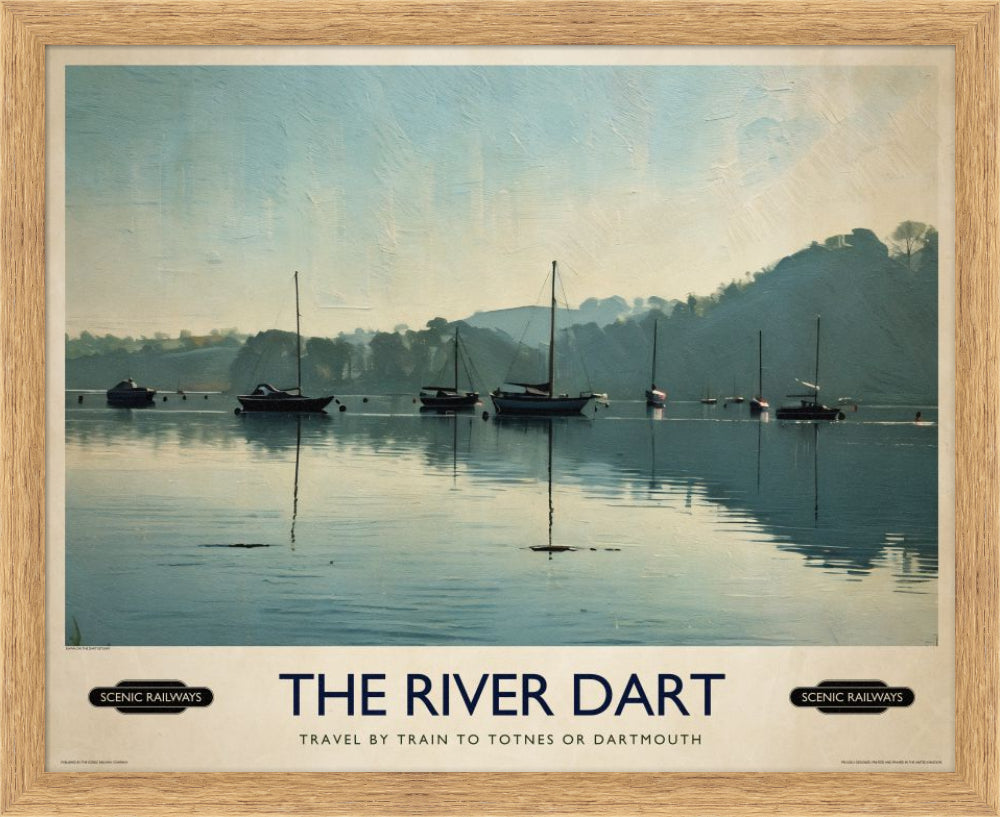 Vintage travel poster- The River Dart, Devon - Scenic Railways