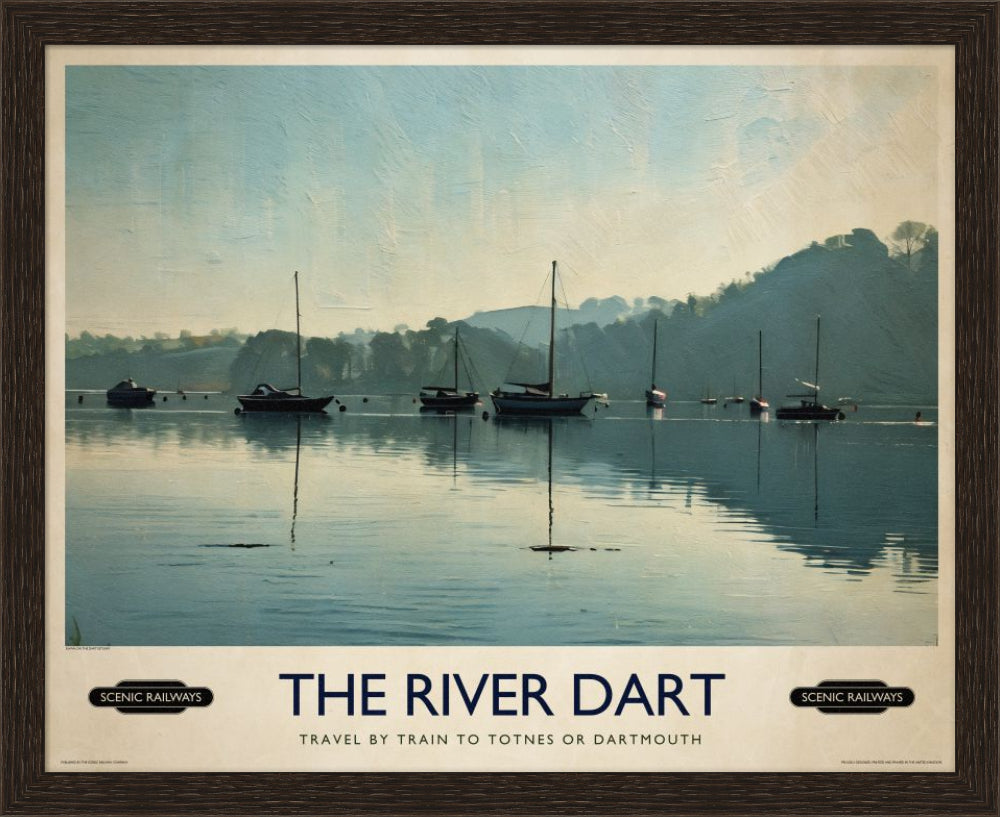 Vintage travel poster- The River Dart, Devon - Scenic Railways