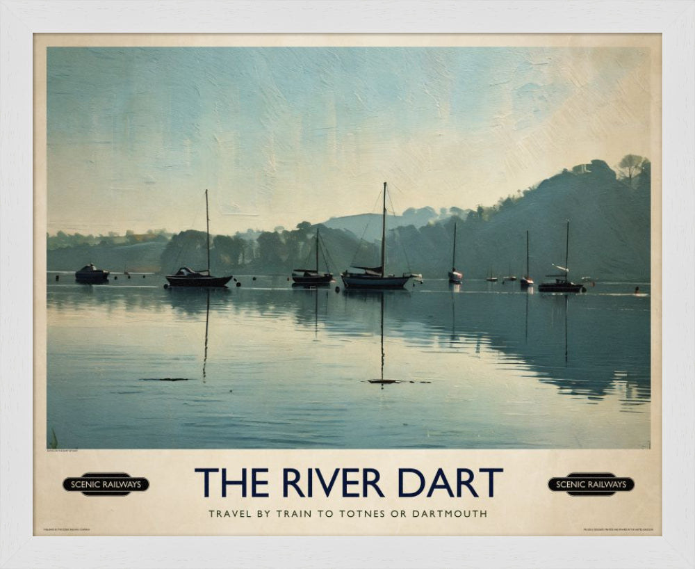 Vintage travel poster- The River Dart, Devon - Scenic Railways
