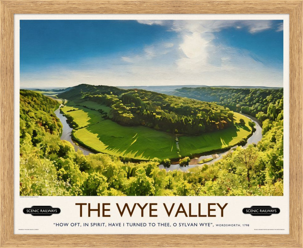 Vintage travel poster- The Wye Valley, Herefordshire - Scenic Railways