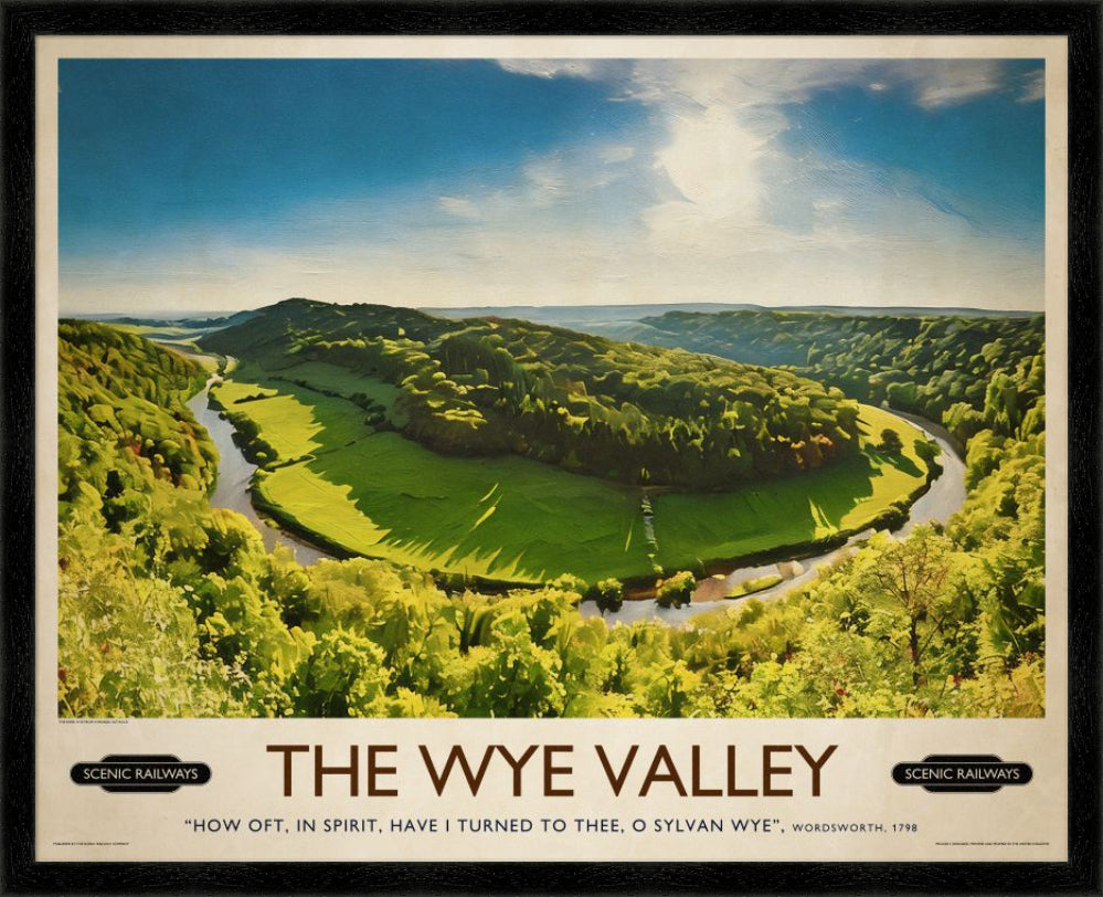 Vintage travel poster- The Wye Valley, Herefordshire - Scenic Railways