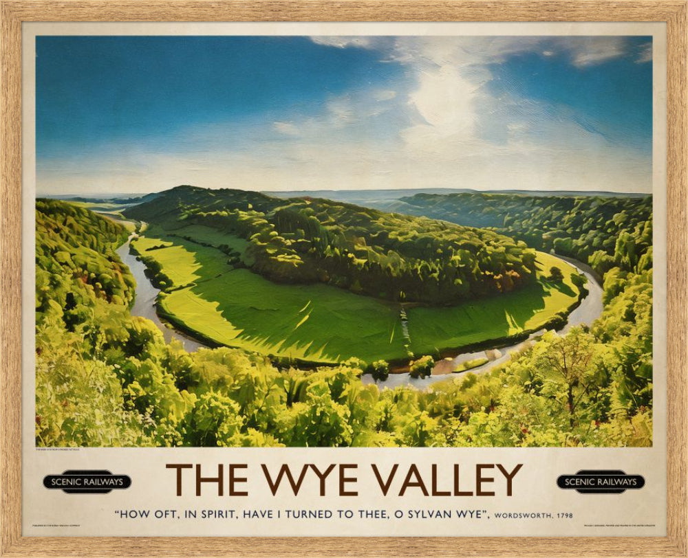Vintage travel poster- The Wye Valley, Herefordshire - Scenic Railways