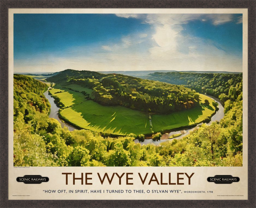 Vintage travel poster- The Wye Valley, Herefordshire - Scenic Railways
