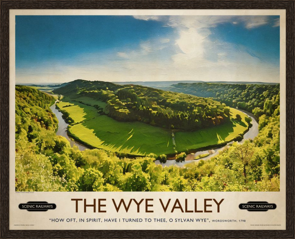 Vintage travel poster- The Wye Valley, Herefordshire - Scenic Railways