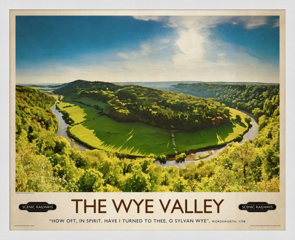 Vintage travel poster- The Wye Valley, Herefordshire - Scenic Railways