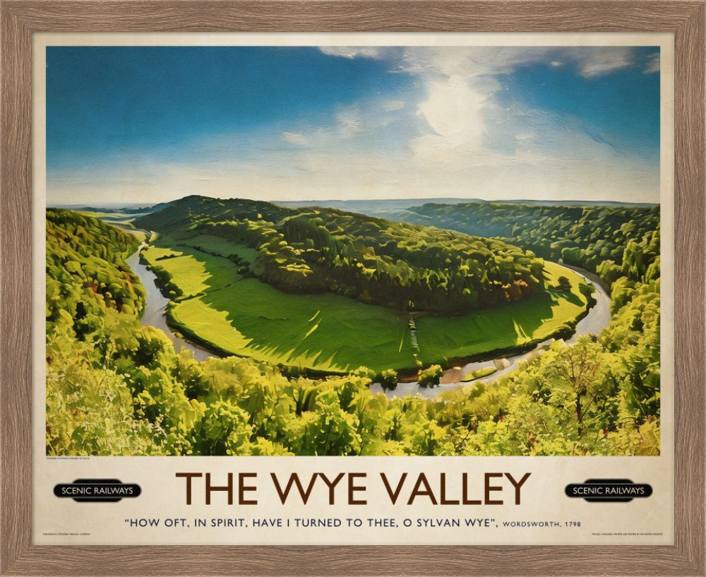 Vintage travel poster- The Wye Valley, Herefordshire - Scenic Railways