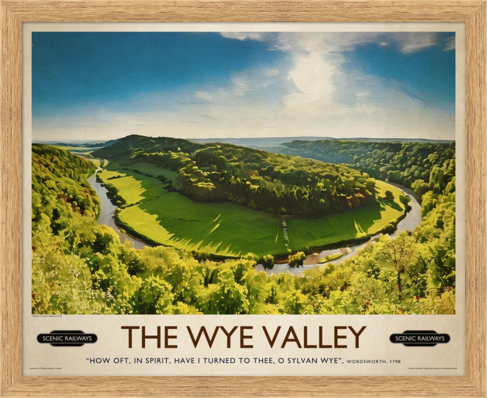 Vintage travel poster- The Wye Valley, Herefordshire - Scenic Railways