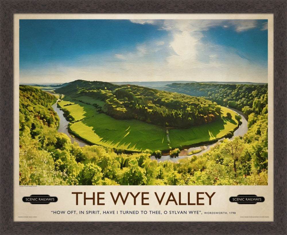 Vintage travel poster- The Wye Valley, Herefordshire - Scenic Railways
