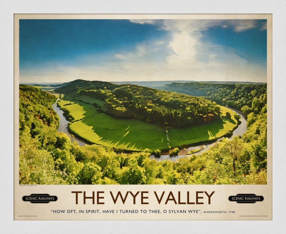 Vintage travel poster- The Wye Valley, Herefordshire - Scenic Railways