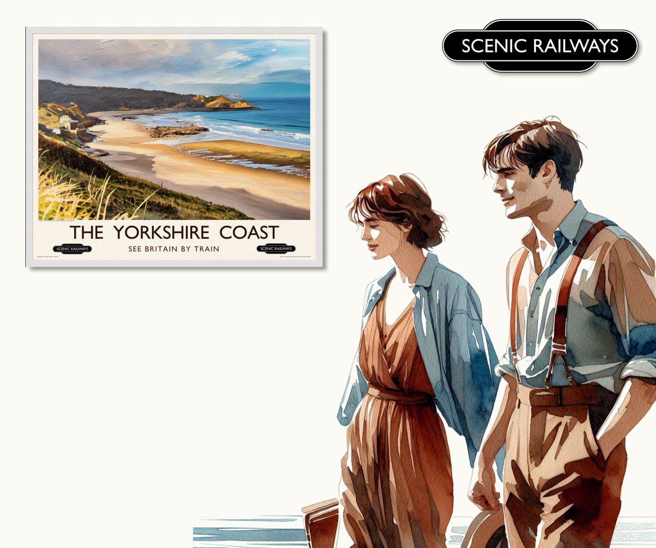 Vintage travel poster- The Yorkshire Coast - Scenic Railways